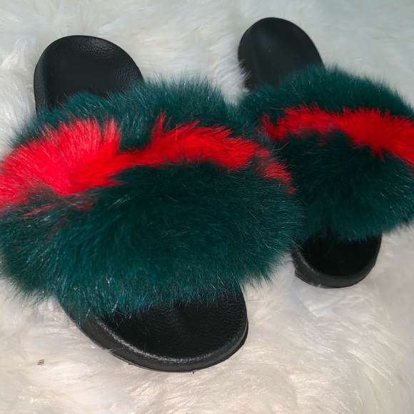 fluffy gucci slides